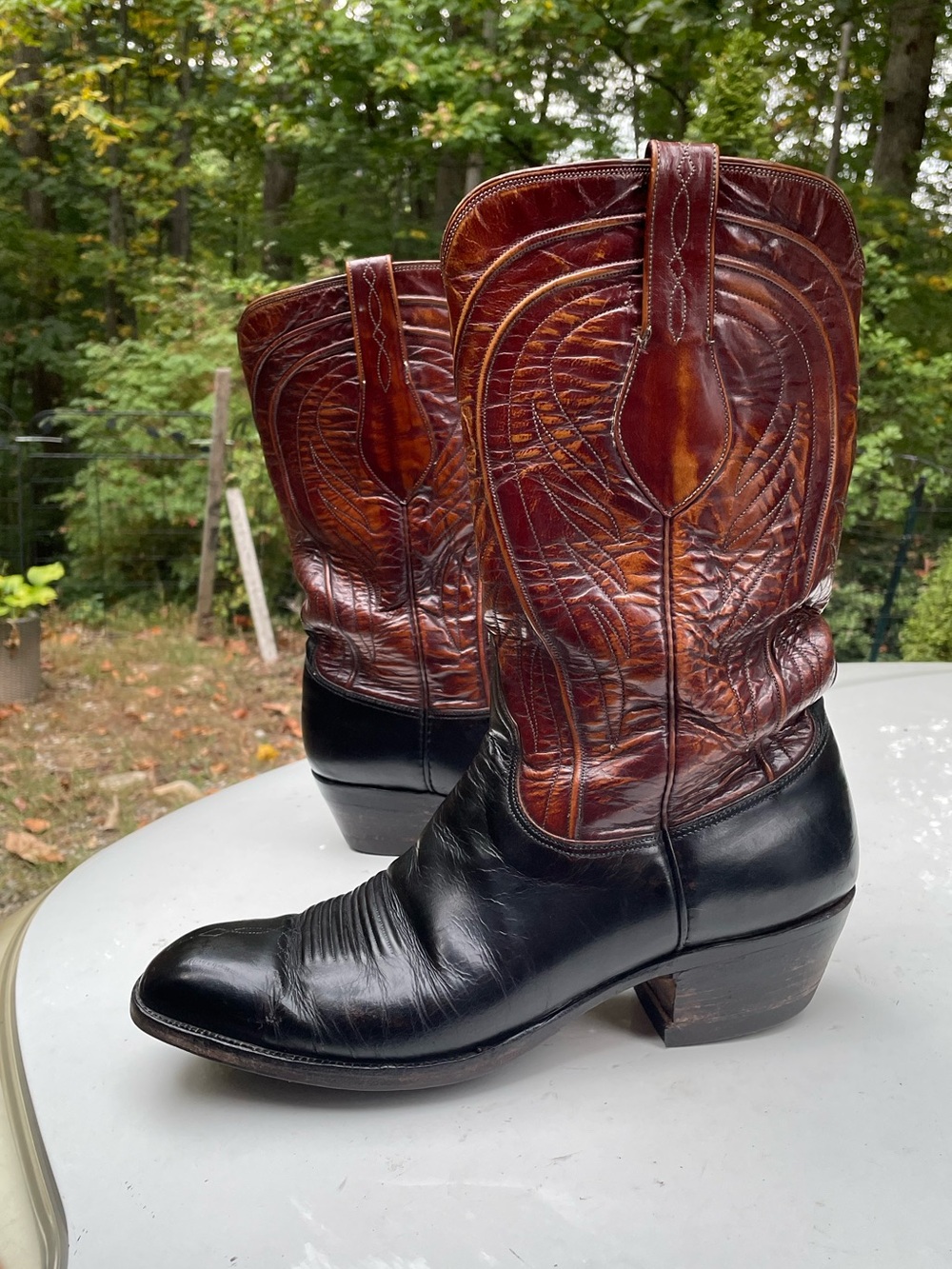 Lucchese Vintage Two Tone Leather Cowboy Western Boots 9.5 E